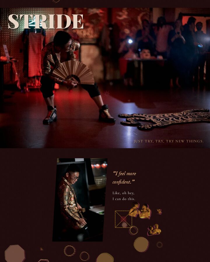 Silk Road 001: a dark editorial, a model mid-stride on a red-lit runway.